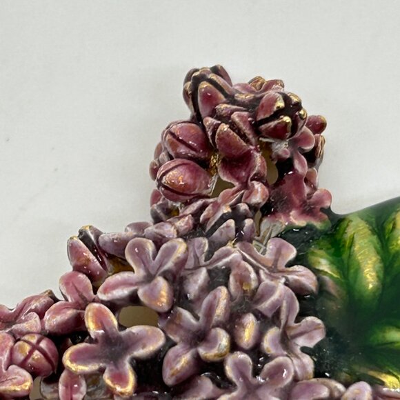 Vintage Museum Of Fine Arts Lilac Brooch Enamel Flower Gold-tone MFA - Picture 15 of 16